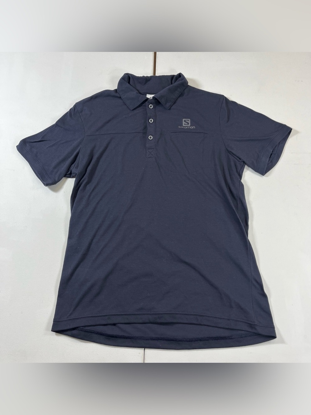 Salomon Polo Shirt Mens M Navy Blue Breathable Lightweight Short Sleeve